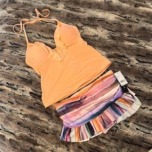 Kenneth Cole medium tankini and size 8 La Blanca NWT swim skirt